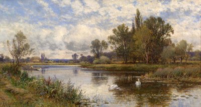 River Scene with Swans by Alfred Augustus Glendening